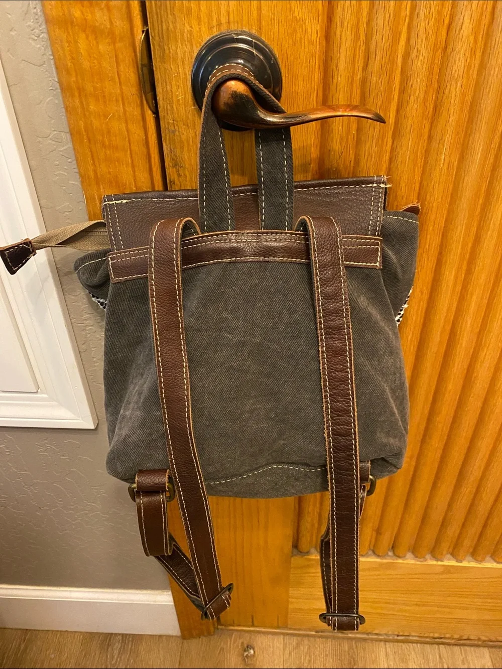 Myra Bag Upcycled Canvas & Leather Backpack